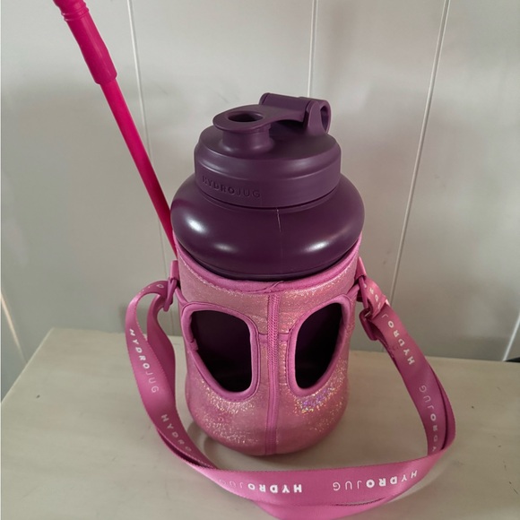 Hydrojug Purple Pro Jug with Pink Glitter metallic Pro Sleeve, Pink Straw NWT! - Picture 2 of 4